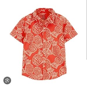 NWT Carter's Orange Pineapple Print Button Down Shirt ~sz 6